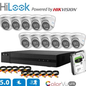 4K HIKVISION COLORVU AUDIO HOME CCTV SYSTEM 8MP DVR 5MP 3K SURVEILLANCE CAMERA 16 CHANNEL DVR 11x CAMERA 2TB HDD