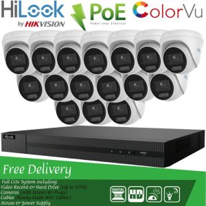 HIKVISION COLORVU POE CCTV SYSTEM IP UHD 8MP NVR 4K 5MP 24/7 COLORVU CAMERA KIT 4CH NVR 2x Cameras (white) 2TB HDD