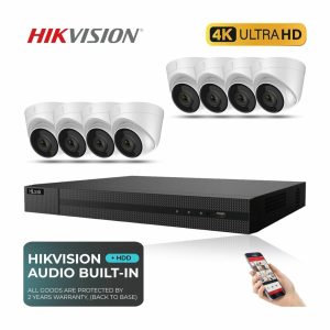 4K HIKVISION CCTV SYSTEM IP POE 8 MP AUDIO MIC CAMERA NIGHT VISION SECURITY KIT 4CH NVR 1x Camera 4TB HDD