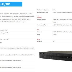 HIKVISION COLORVU POE CCTV SYSTEM IP UHD 8MP NVR 4K 5MP 24/7 COLORVU CAMERA KIT 8CH NVR 5x Cameras 2TB HDD