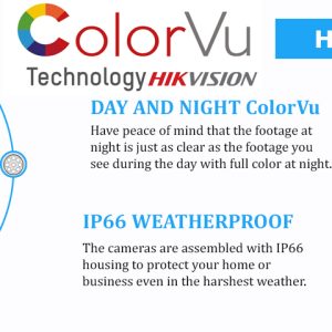 HIKVISION COLORVU POE CCTV SYSTEM IP UHD 8MP NVR 4K 5MP 24/7 COLORVU CAMERA KIT 4CH NVR 2x Cameras 2TB HDD