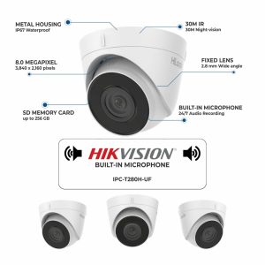 4K HIKVISION CCTV SYSTEM IP POE 8 MP AUDIO MIC CAMERA NIGHT VISION SECURITY KIT 4CH NVR 1x Camera 2TB HDD