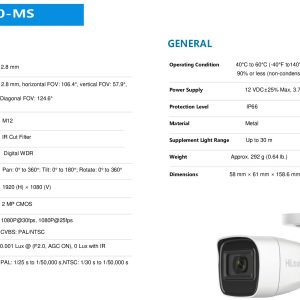 HILOOK BY HIKVISION CCTV CAMERA 1080P 2MP 4-IN-1 BULLET 20M IR 2.8MM THC-B120-M