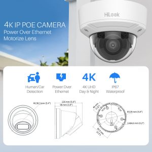 HILOOK HIKVISION 8MP 4K MOTORISE DOME NETWORK POE IP HD CAMERA IP67 IPC-D680H-Z